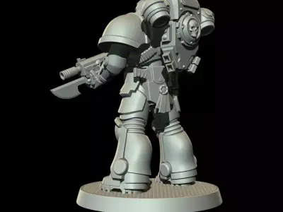Sci-Fi Heavy Trooper STL Modular Power Armor 32mm Miniature V5 3D print model