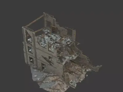 destruction building Low-poly 3D model