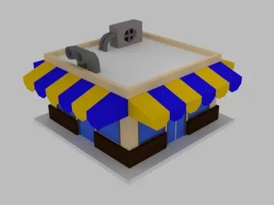 Cartoon Cafe Low-poly 3D model