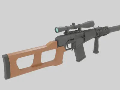 Low Poly VSS Vintorez Custom Free low-poly 3D model
