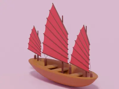 Asian Junk Ship 3D model
