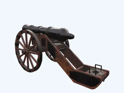 Medieval Powder Cannon Low-poly 3D model