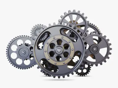 Gear Mechanism Low Poly v 8 Low-poly 3D model