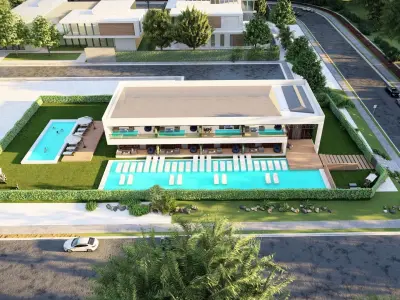 Contemporary Architectural 3D Model with Integrated Pool Design 3D model