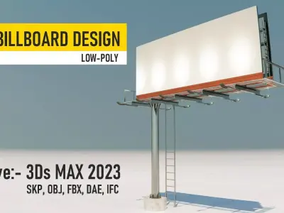 low Poly Billboard in snow Low-poly 3D model