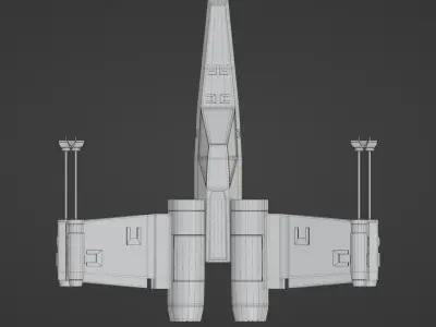 low poly X wing Low-poly 3D model