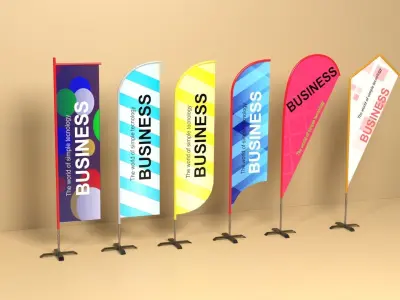 Banner Commercial Flags Low-poly 3D model