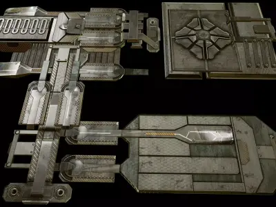 Sci fi  architectural kit - Game Ready Low-poly 3D model