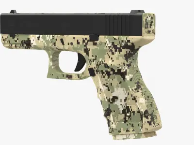 Glock 19 Camouflage Green Low-poly 3D model