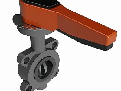 PVC Manual Butterfly Valves - Wafer Type - DIN PN16 Free 3D model