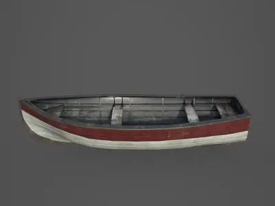 Painted Wooden Boat - PBR and Game Ready Low-poly 3D model