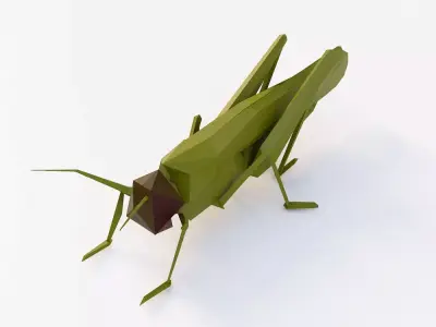 Grasshopper low poly 3d model origami Low-poly 3D model