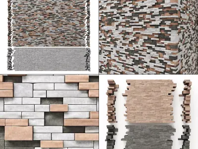 Brick clincer decor wall many part n1 3D model