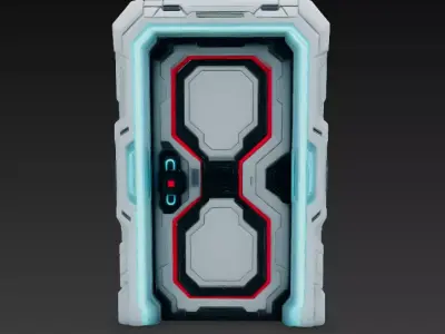 sci-fi door Low-poly 3D model 8