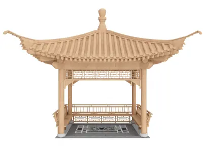 Chinese pavilion Low-poly 3D model