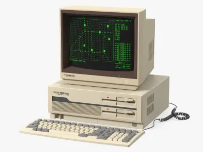 Japanese Retro Personal Computer Nec PC 98 3D model