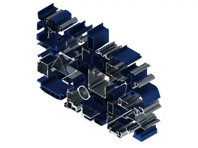 Extruded Aluminium Profile Enclosures Set for e-Compon Low-poly 3D model