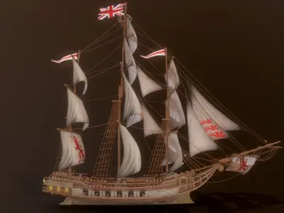 Ocean Brig Low-poly 3D model