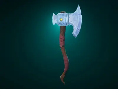 Stylized Colorful Axe Low-poly 3D model
