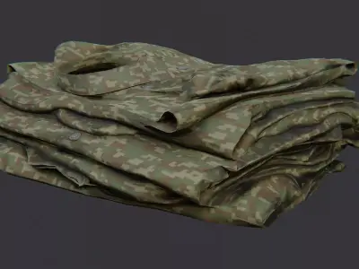 Camouflage Military Uniform Fabric Stack Low-poly 3D model