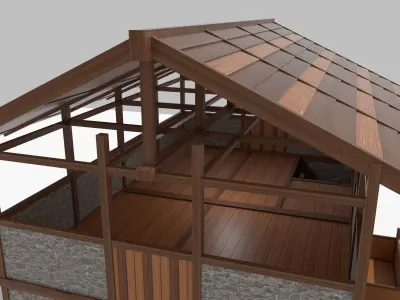 Medieval Outpost building Low-poly 3D model