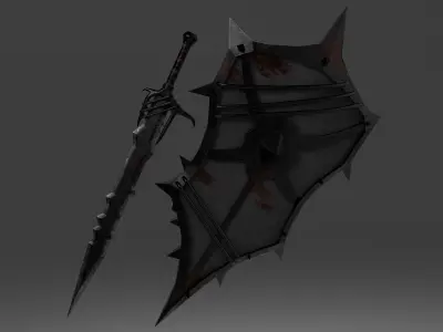 Shield and sword with 4 different textures Low-poly 3D model 3D Model Collection