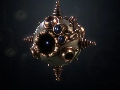 SteamPunk Droids Low-poly 3D model