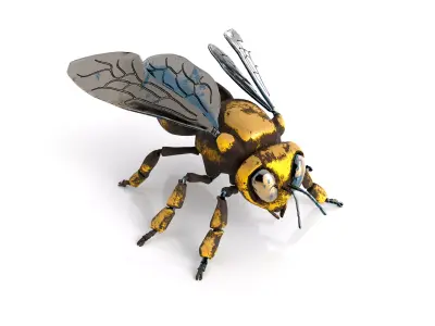 Mechanical bee Low poly model  Low-poly 3D model