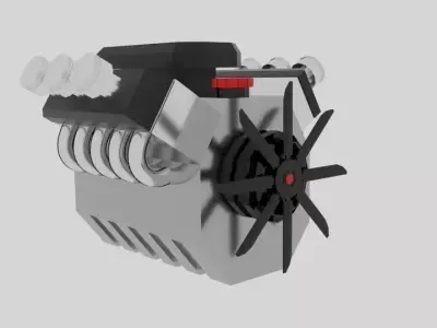 Cartoon Engine Hemi Low-poly 3D model
