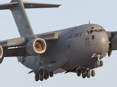 C-17 Globmaster III Military Transport Aircraft Low-poly 3D model