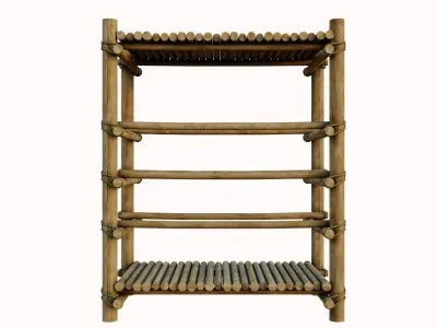 Crude Wooden Shelf Low-poly 3D model