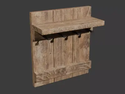 Simple Rustic Reclaimed Wood Keyholder Shelf Free low-poly 3D model
