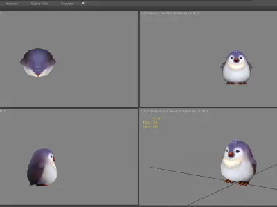 Cartoon baby penguin Low-poly 3D model