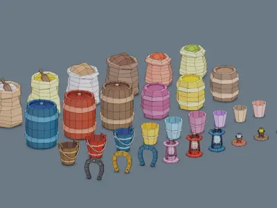 Low Poly Village Assets Pack- Part 1 Free low-poly 3D model