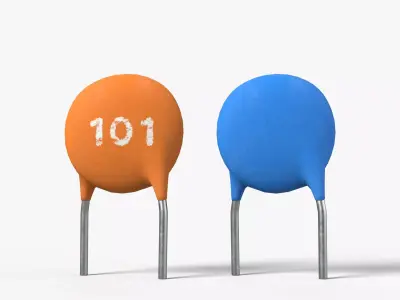 Ceramic Disc Capacitor with 2K PBR textures 3D model