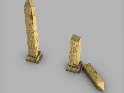 Obelisk broken obelisk Low-poly 3D model