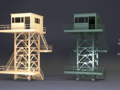 PBR Low Poly Guard Tower - Security Watch Tower 01 Low-poly 3D model