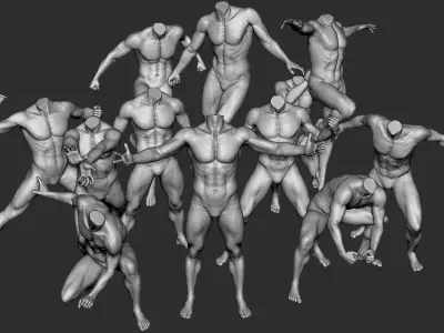 12 Male Poses Part 1 3D model