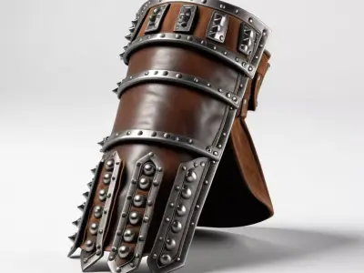 Weathered Leather Gauntlet 3D Model 3D model