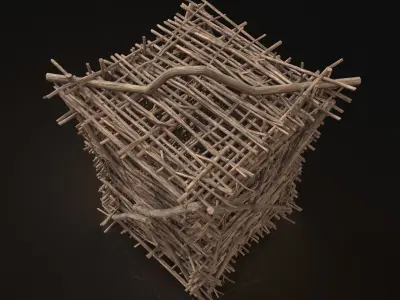 Next Gen AAA Animal Cage made of sticks Low-poly 3D model