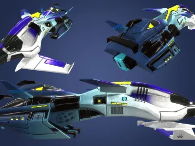 Stylized Spaceships Mega Pack Low-poly 3D model