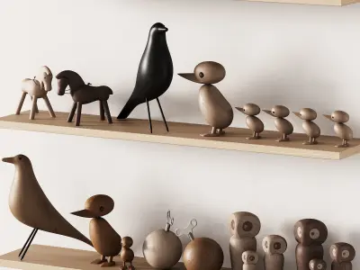 369 nursery decoration 01 decorative wooden toys set 01 3D model