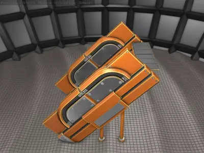Sci-Fi Stairs - 24 - Orange Version Low-poly 3D model