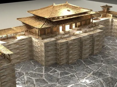 Chinese ancient house Low-poly 3D model