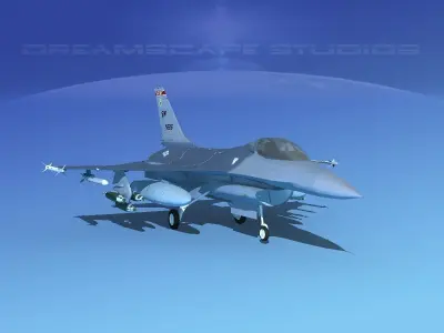 Gen Dyn F-16A Falcon V09 USAF 3D model