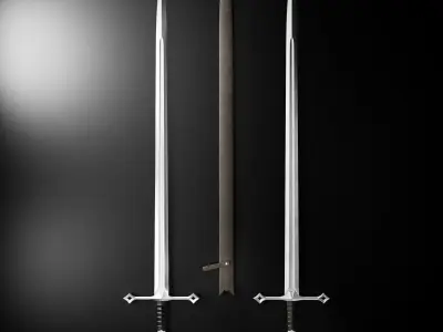 Two-handed sword plus old texture and sheath 3D model