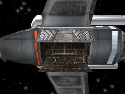 Sci-fi Space  Cargo Bomber Ship Free low-poly 3D model