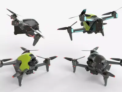 DJI FPV 2024 Drone Void Grey and Eternal Green 3D model