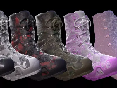 Military Boot Custom Skins Pack Low-poly 3D model
