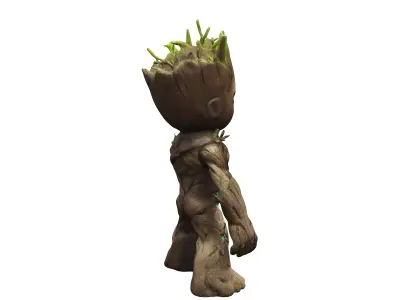 Groot character from Guardians of the Galaxy holding a huge s... 3D model